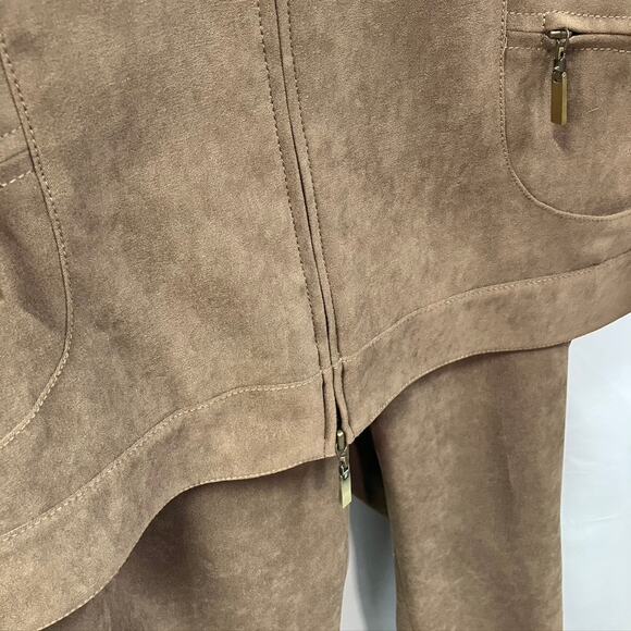 Vintage 80's Doncaster Pant Suit Set womens 14 Soft Faux Suede Classic Brown - Picture 7 of 16
